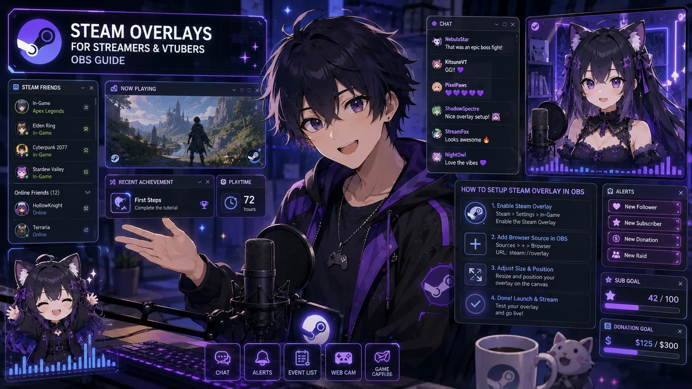 Steamオーバーレイ完全ガイド：VTuber・配信者向けのゲーム内UIとOBSレイアウト