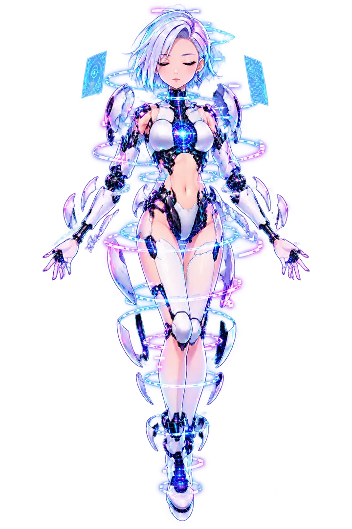 BeTuber VTuber character in an idle full-body hologram pose